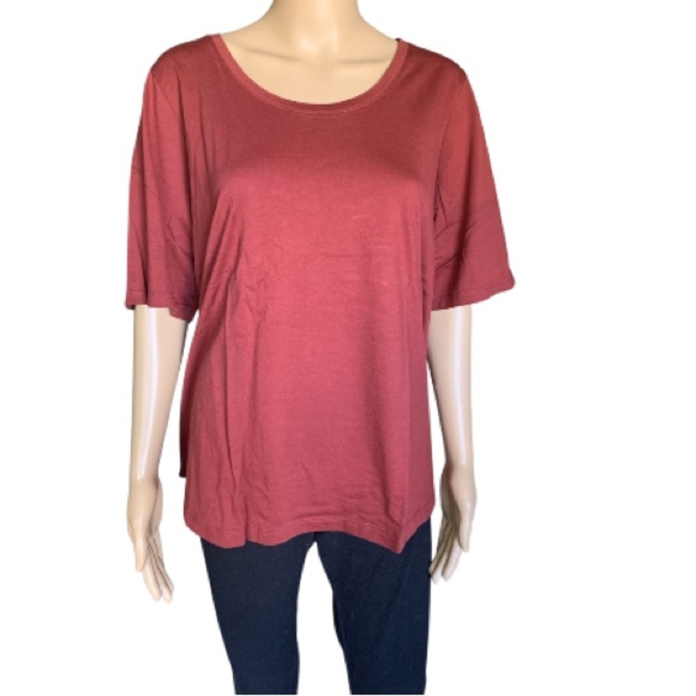 LANDSEND Women’s 100% Supima Cotton Elbow Sleeve Scoop Neck Tee Shirt